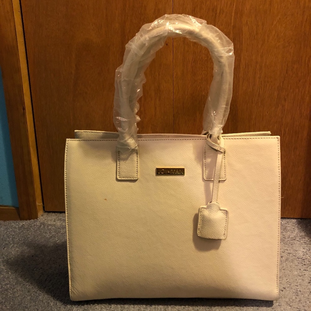 Iman Cream Leather Handbag